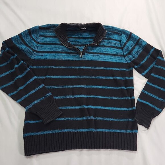 Carbon Men's Sweater, Quarter Zip Pullover, Sz Large Teal/Black
Lot F - Picture 2 of 8